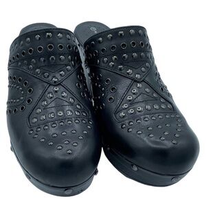 Rockport Black Studded Mules/Clogs